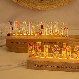 Personalized Night Light with Flower, Colorful Flower Letter Name Lamp, Custom Name Night Light, Birthday Gift for Mom/Baby,Mothers Day Gift