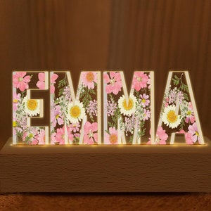 Personalized Name Night Light Gift For Mom, Custom Floral Led Ligh With Your Name, Birthday Gift For Besties, Mothers Day Gift For Mom