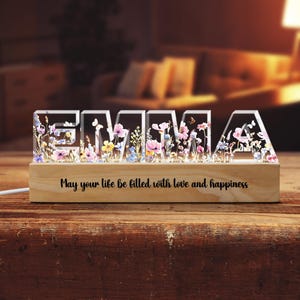 Personalized Flower Night Light Gift For Baby, Custom Name Night Light, Personalized Birthday Gift For Her, Mother's Day Gift For Grandma