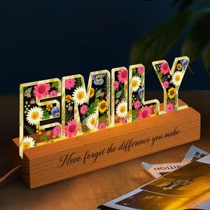 Custom Name Night Light Gift for Her, Custom Name Gift for Baby, Mothers Day Gifts, New Baby Gift, Flower Night Light with Name, Mom Gifts