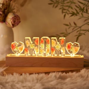 Custom Pressed Flower Name Light,Flower Night Light Custom,Custom Real Flower Nightlight,Gift For Best Friends,Anniversary Gift,Gift for Her
